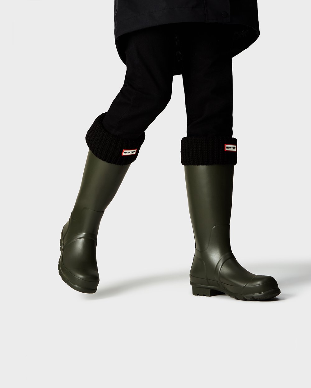 Botas de Lluvia Altas Hunter Hombre - Original - Verde Oscuro Oliva - JHFYGKX-45